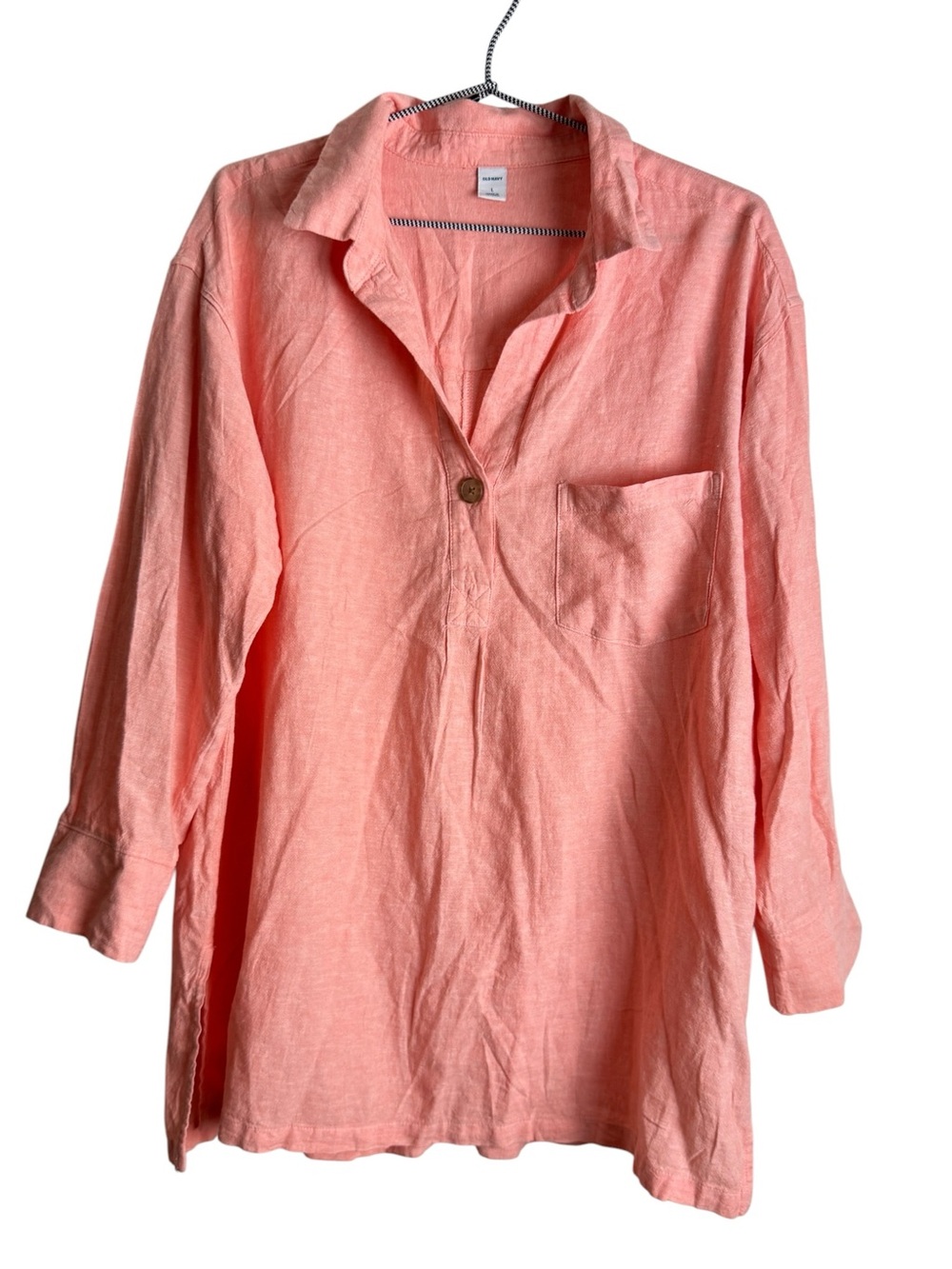 Old Navy Linen Blend Peach Popover Top Size L